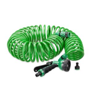 Furtun de grădină extensibil verde cu pistol de pulverizare și conectori, lungime 10 metri - Irigare