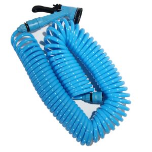 Furtun extensibil pentru gradina Green Garden, 15 m, albastru, cu duza de pulverizare - Irigare