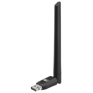 Adaptor Wi-Fi USB negru cu antenă externă, 600 Mbps, dual band 2,4 GHz/5 GHz, Bluetooth 5.0 - Routere Wi-Fi, adaptoare