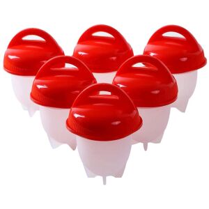 Set 6 Recipiente din silicon pentru fiert oua, 20x9x13,5 cm, Alb/Rosu 129607150 - Aparate de fiert ouă
