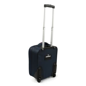 Valiză de cabină Ella Icon Stark Textil Bleumarin 40X30x20 cm, albastră, 2 roți, mâner telescopic, vedere laterală - Valize și genți