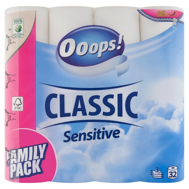 E-shop Ooops! Toaletný papier Classic Sensitive 3 Ply 32 roliek