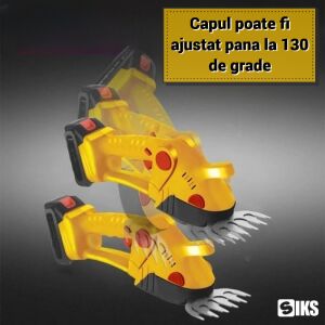 SIKS 2 az 1-ben elektromos kerti olló állítható fogantyúval, 2 ollóval és 2 akkumulátorral - SIKS