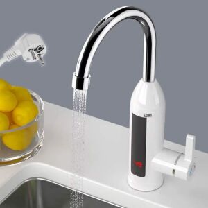 SIKS elektromos csaptelep azonnali vízmelegítéssel, LCD hőmérséklet kijelző, RY042, fehér, mosogatóba szerelve - SIKS