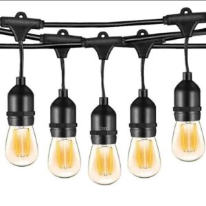 SIKS 5 méteres fekete fényfüzér meleg fehér LED izzókkal, összekapcsolható, IP65 vízálló, tökéletes beltéri és kültéri használatra - SIKS