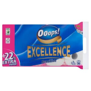 Ooops! Excellence Sensitive Toilettenpapier, 3-lagig, 16 Rollen - Papierprodukte für den Haushalt