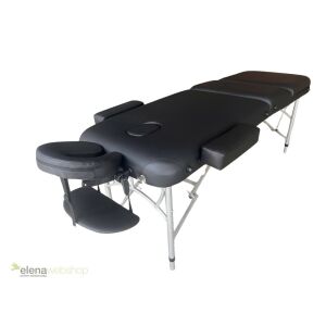 Elena 3 zónás fekete masszázságy alumínium lábakkal, állítható fejtámlával és kartámaszokkal - Masszázságy