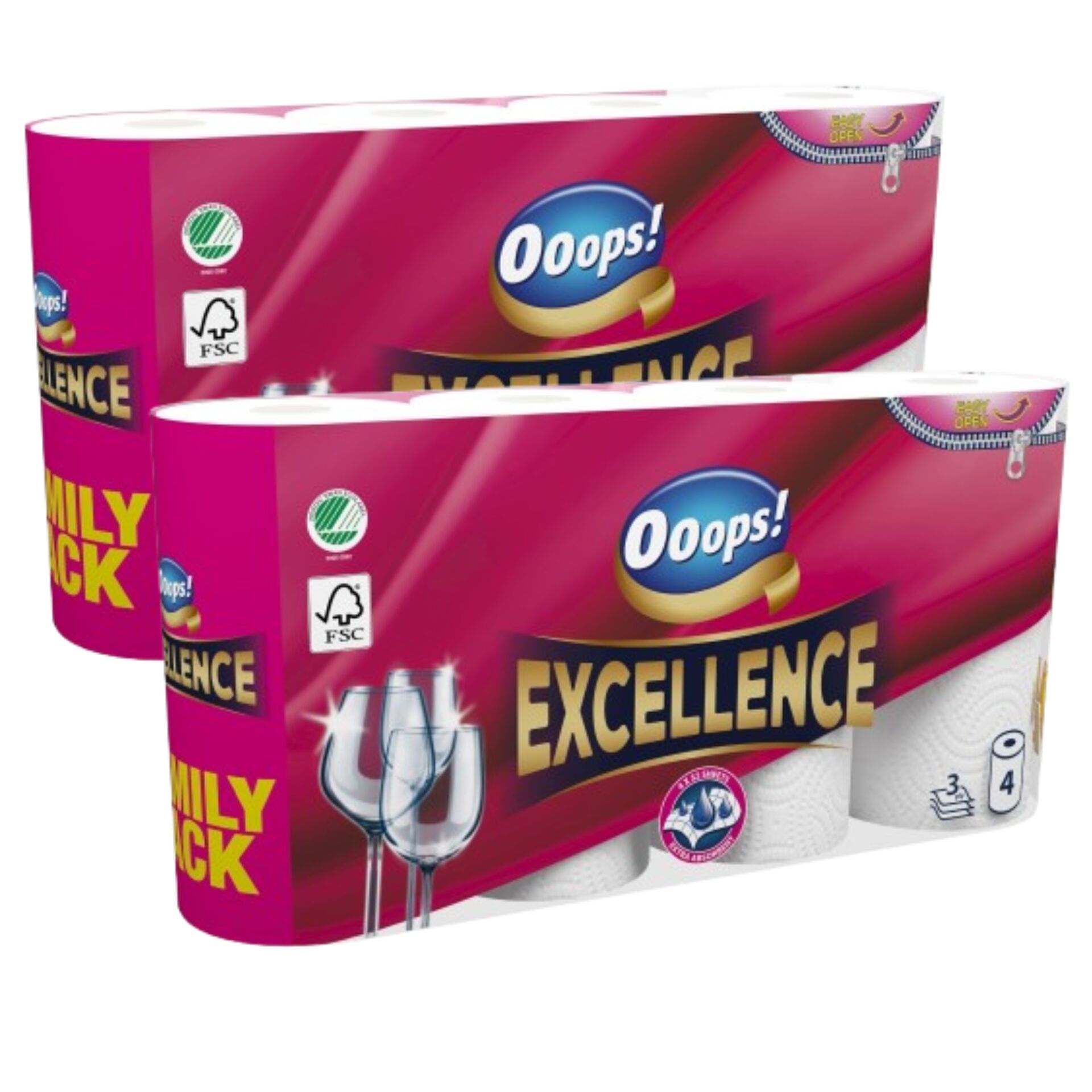 E-shop Ooops! Excellence 3 Ply papierové uteráky 2x4 rolky