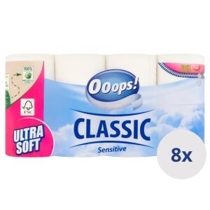 Ooops! Classic Sensitive Toaletný papier 8 roliek, 3-vrstvový, Ultra jemný - Ooops!