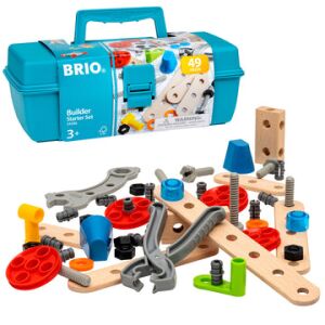 BRIO Builder Starter Set, 49-elementowy drewniany zestaw konstrukcyjny dla dzieci od 3 lat - DIY