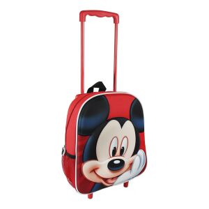 Roter Mickey Mouse Trolley-Rucksack mit Rädern und Griff, Seitenansicht - Cerdá