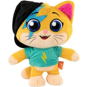 Pluszowa zabawka Lampo z 44 Cats, 26 cm, żółty kot z niebieskim błyskawicą na koszulce i czarną czapką - Interaktywna gra dla dzieci, LEGO DUPLO, Indiański namiot, Gra rozwojowa dla małych dzieci, Interaktywny pluszak i Plusz