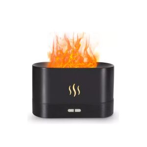 Macvi® aromaterápiás diffúzor és párásító lánghatással, ultrahangos, kapacitás 180 ml, 10 órás használat, fekete színű