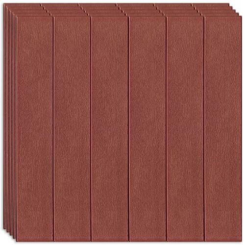 30 darabos készlet öntapadós 3D tapéta 3D, kívülről puha hab, modern design, bármilyen térbe illeszkedik, vízálló, méret 70x77, Macvi®, sötétbarna fa panel minta