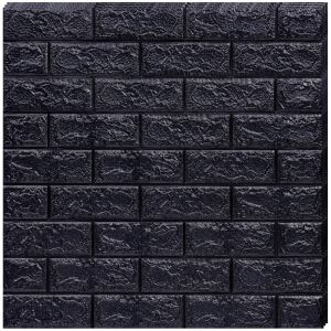 20 darabos készlet öntapadós 3D tapéta 3D, kívülről puha hab, modern design, bármilyen térbe alkalmas, vízálló, méret 70x77, Macvi®, Tégla minta fekete
