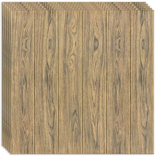 100 darabos készlet Öntapadós 3D tapéta, kívülről puha hab, modern design, bármilyen térbe illeszkedik, vízálló, méret 70x77, Macvi®, barna fa panel minta 129640069