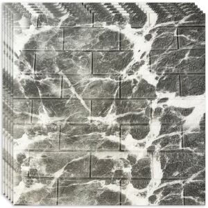 50 darabos készlet öntapadós 3D tapéta 3D, kívülről puha hab, modern design, bármilyen térbe alkalmas, vízálló, méret 70x77, Macvi®, mintázat Tégla kő kő kő szürke sötét