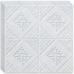 40 darabos készlet Öntapadós 3D tapéta 3D, kívülről puha hab, modern design, bármilyen térbe alkalmas, vízálló, méret 70x77, Macvi®, mintázat Absztrakt fehér Romb