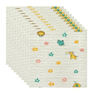 40 darabos készlet Öntapadós 3D tapéta, kívülről puha hab, modern design, bármilyen térbe illeszkedik, vízálló, méret 70x77, Macvi®, Animal World Brick Pattern, állatvilág tégla minta