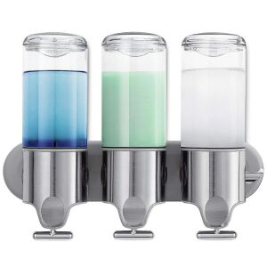 Macvi® 3 az 1-ben falra szerelhető átlátszó falra szerelhető szappan, sampon és kondicionáló adagoló fürdőszobába és konyhába