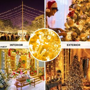 Macvi® 100 LED-es karácsonyi fényfüzér, 10 méter, karácsonyi dekorációhoz, ellenálló és gazdaságos