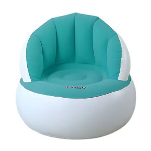 Kényelmes felfújható szék, pumpával, modern design, 85x70 cm-es méretek, ideális beltéri és kültéri használatra, szürke színű