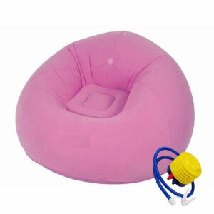 Felfújható karosszék Macvi® Lazy Bag, pumpával, 110x110x85 cm, maximális kényelem, hordozható, beltéri és kültéri használatra, rózsaszín színben.