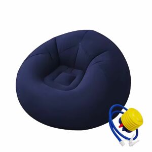 Felfújható karosszék Macvi® Lazy Bag, pumpával, 110x110x85 cm, maximális kényelem, hordozható, beltéri és kültéri használatra, lila színben.