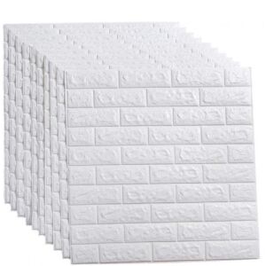 30 darabos készlet öntapadós 3D tapéta 3D, kívülről puha hab, modern design, bármilyen térbe illeszkedik, vízálló, méret 70x77, Macvi®, tégla minta fehér