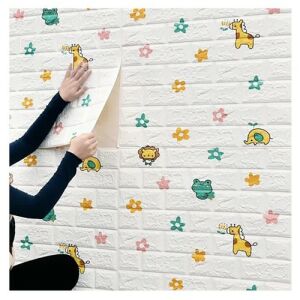 10 darabos készlet öntapadós 3D tapéta, kívülről puha hab, modern design, bármilyen térbe illeszkedik, vízálló, méret 70x77, Macvi®, Animal World Brick Pattern, állatvilág tégla minta.