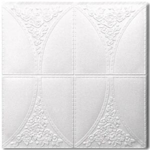 20 darabos készlet öntapadós 3D tapéta 3D, kívülről puha hab, modern design, bármilyen térbe illeszkedik, vízálló, méret 70x77, Macvi®, absztrakt minta Fehér Rózsa