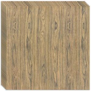 20 darabos készlet öntapadós 3D tapéta 3D, kívülről puha hab, modern design, bármilyen térbe illeszkedik, vízálló, méret 70x77, Macvi®, barna fa panel minta 129643095 - Tapéta