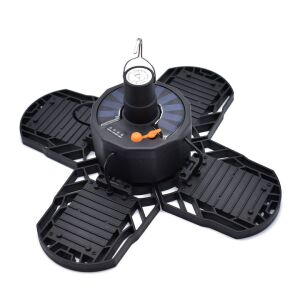 Macvi® XF-702 napelemes kültéri lámpa, 104 SMD LED, 5 megvilágítási mód, 4 állítható szárnnyal állítható, napelemes/USB tápegység, távirányító mellékelve.