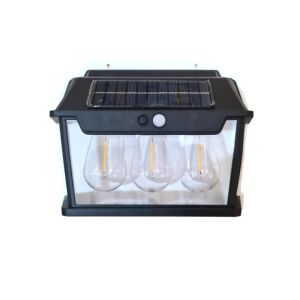 Macvi® napelemes fali lámpa három LED izzóval, 8 m-es mozgásérzékelővel, vezeték nélküli, 3 világítási móddal, IP65 vízálló, ideális kültéri használatra.