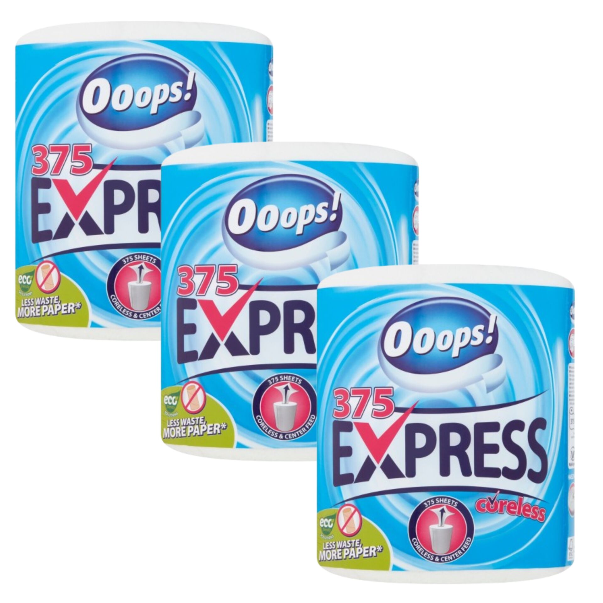 E-shop Ooops! Expres 375 2-vrstvové papierové uteráky pre domácnosť 3x1 rolka