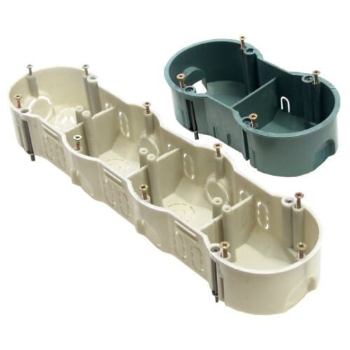 Junction box for drywall, 3 compartments, white and green, for electrical installations - Szerelvény- és kötődoboz