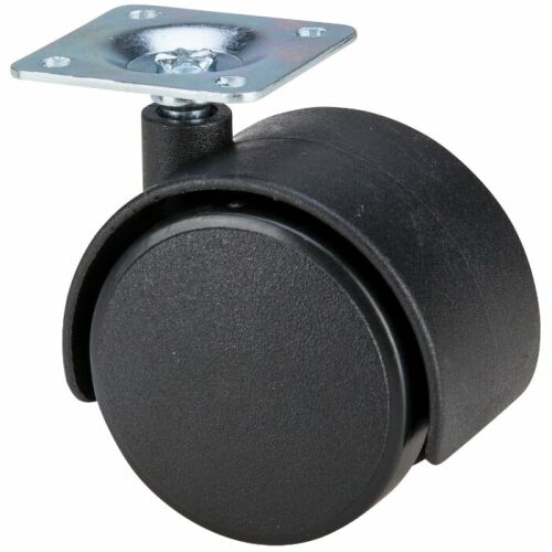 ETS 40 mm-es bútor görgő fékkel, 38x38 mm-es flánccal, fekete, 20 kg teherbírású - Ipari kerék és görgő