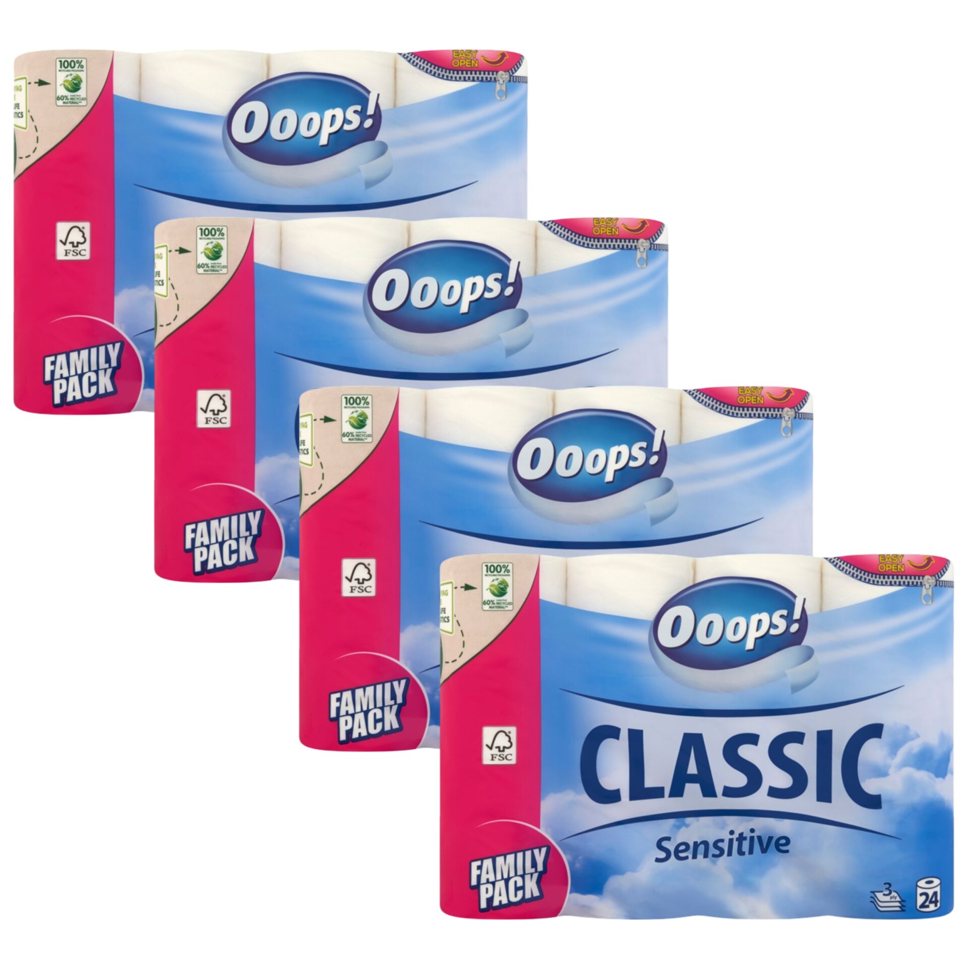E-shop Ooops! Toaletný papier Classic Sensitive 3 Ply 4x32 roliek