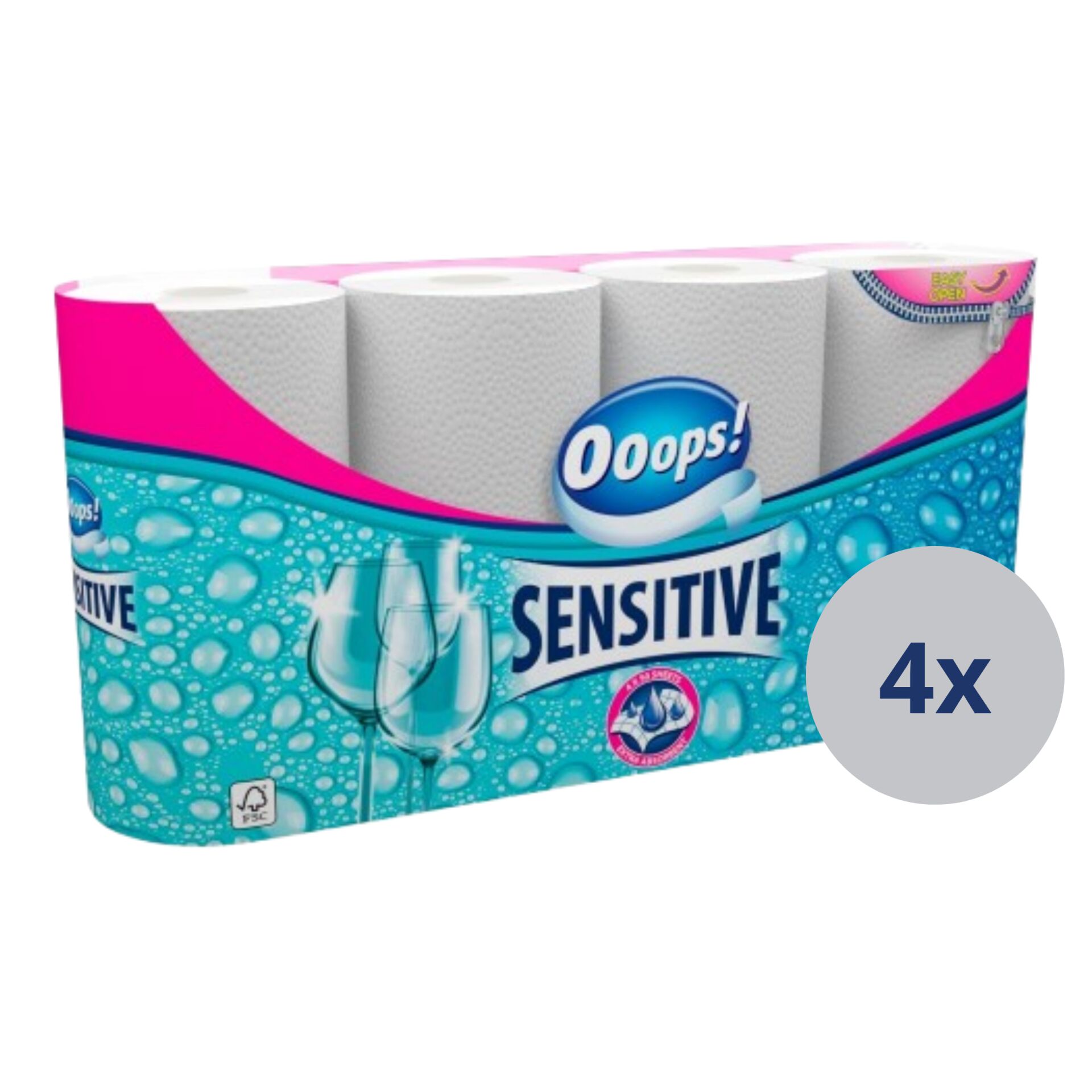E-shop Ooops! Sensitive 2-vrstvové kuchynské papierové utierky 4x4 rolky