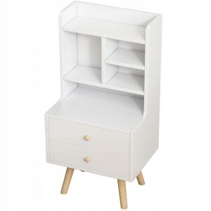 Noptieră albă modernă cu rafturi și două sertare, design scandinav - Dulapuri cu rafturi