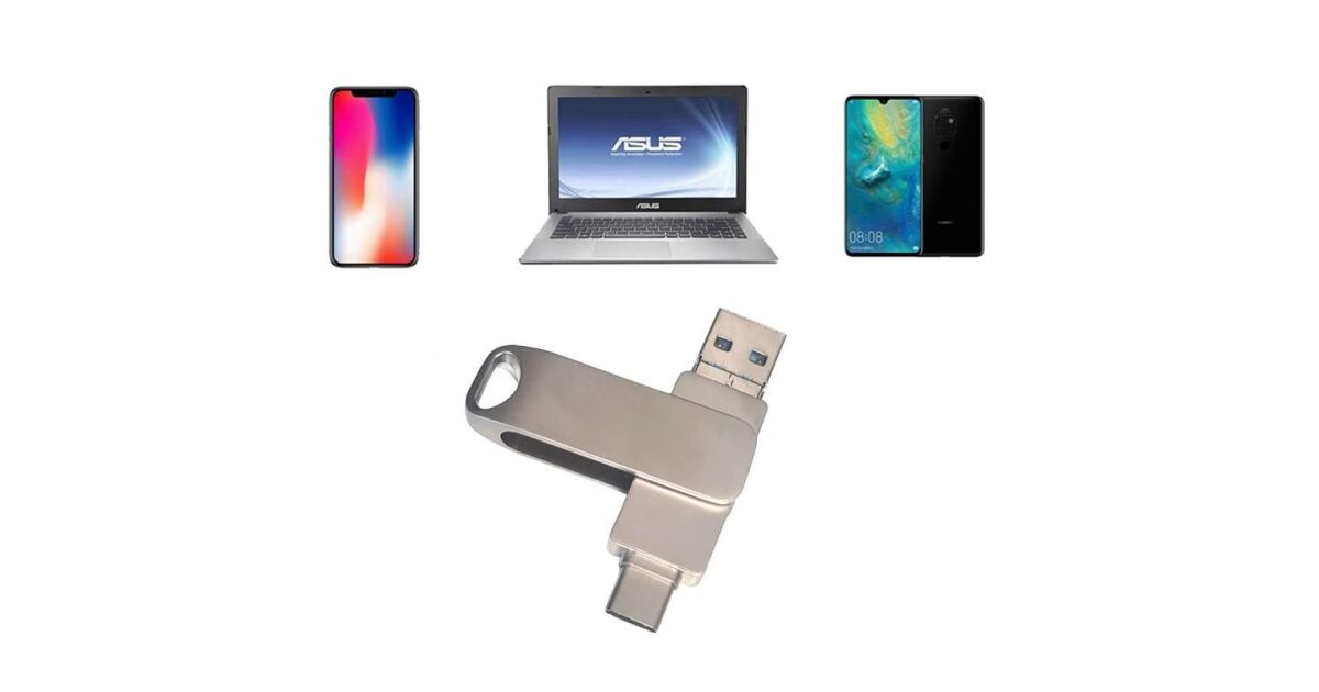 SIKS Metal Memory Stick 4 az 1-ben, 512 GB, USB 3.0, Type-C, USB C és Lightning, 360°-ban forgatható, vízálló, C típusú porttal, Lightning és USB C porttal rendelkező telefonnal/eszközökkel k 129648832