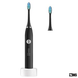 SIKS fekete szónikus elektromos fogkefe töltőállomással és extra kefefejjel - Elektromos fogkefe
