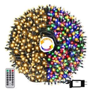 SIKS 200 LED-es karácsonyi fények: Meleg fehér és többszínű közelkép - SIKS