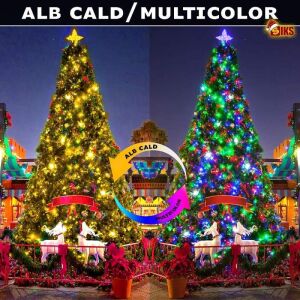 SIKS Karácsonyi fényfüzér 2 az 1-ben Meleg fehér és Multicolor karácsonyfákon - Fényfüzér