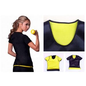 SIKS neoprén karcsúsító póló kollázs: edző nő, közeli kép és termékfotók - Alakformálás