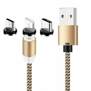 SIKS 3 az 1-ben mágneses töltőkábel Lightning, Micro-USB és Type-C csatlakozókkal - Arany - SIKS