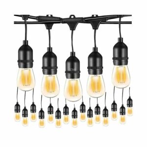 SIKS 20 méteres LED fényfüzér meleg fehér izzókkal, fekete kábellel, beltéri és kültéri dekorációhoz - SIKS