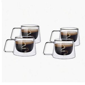 SIKS 4 darabos, dupla falú üveg kávésbögre szett, 200ml - SIKS