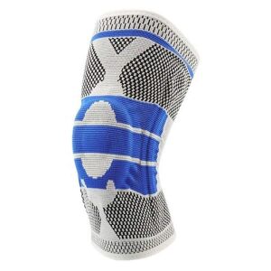 SIKS elasztikus térdrögzítő sportoláshoz, légáteresztő anyag, fémrugó, szilikon betét, XL méret, szürke/kék - Ízületi rögzítő