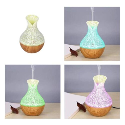 Kollázs a SIKS Aroma Diffúzor Párásítóról különböző LED fény színekkel